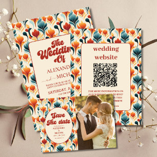 Groovy Retro 70er Floral Wedding Save The Date