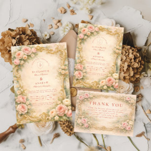 Save The Date Mariage Rose Gold Baroque Floral