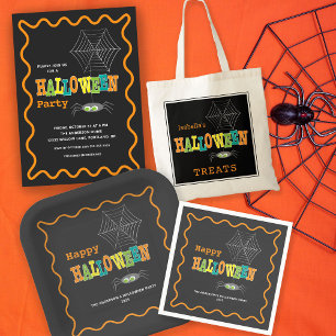 Halloween-Party Spider farbenfrohe Typografie Pappteller