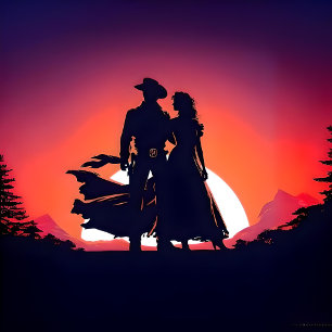 Cowboy und Cowgirl Kissing Wedding Einladung