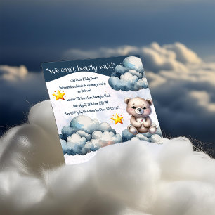 Invitation On Peut Attendre Teddy Bear Baby shower