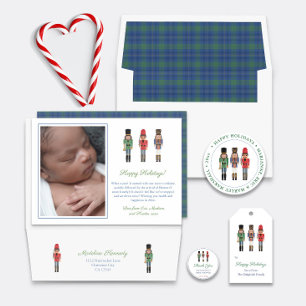 Retro Holiday Black Nutcracker Red Green Blue Runder Aufkleber