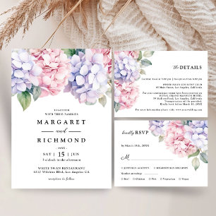 Dusty Lila & Blush Pink Hydrangea Save the Date Einladung