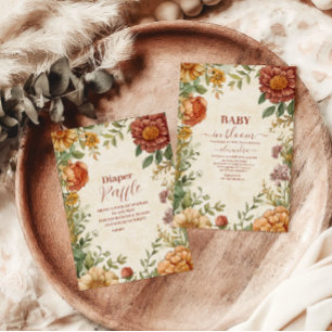 Terracotta Floral Baby in Bloom Baby Dusche Pappteller