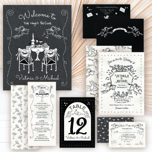 Doodle Cherub Funky Wedding Tischnummer Cards