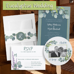 Invitation Cérémonie simple Eucalyptus Feuille Mariage