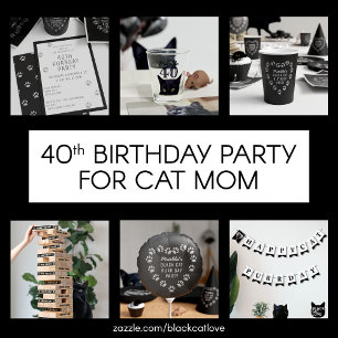 Chapeaux De Fêtes Chat noir Empreinte de patte Coeur Anniversaire Ca
