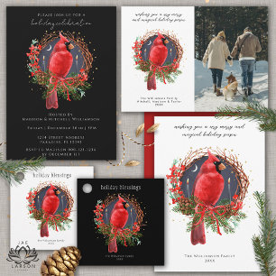 Sticker Carré Noël Cardinal Rouge Yule Solstice Boho Holiday