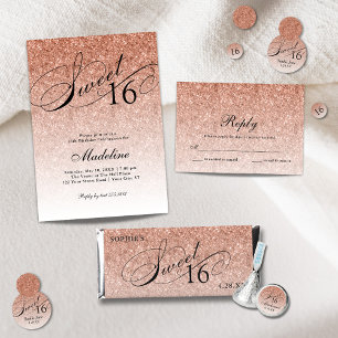 Invitation Silver Glam Parties scintillant Sweet 16 Carré Inv