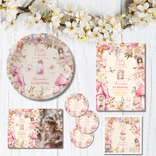 Bannière À Fanions Photo Magique Fairy Jardin Floral 1er anniversaire