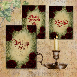 Cartons Réponse Gothique médiéval antique vintage rose mariage