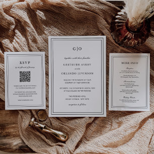 Carte D'accompagnement Gertrude Noir et Blanc Classique Mariage élégant