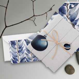 Blue Christmas Wrapping Paper Flat Sheet 3 Geschenkpapier Set