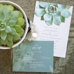 Invitation Mariage géométrique des succulents verts