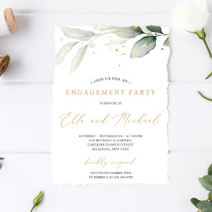 Boho greenery eucalyptus verlasse Goldhochzeit Einladung