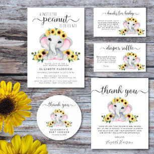 Elephant Sunflowers Baby Girl Dusche Vielen Dank Runder Aufkleber