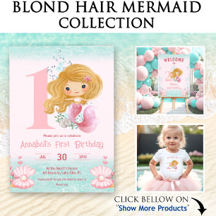 Little Mermaid Blond Hair Pink Girl Geschenkpapier