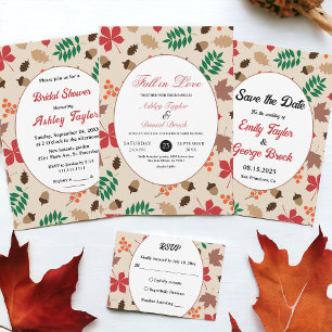 Elegante Herbstlaub Herbst Moderne Blumenhochzeit Save The Date
