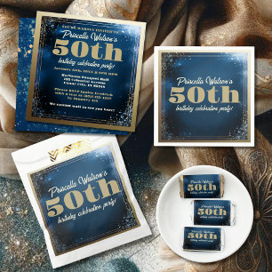 Invitation Fête du 50e anniversaire de Sparkling Blue and Gol