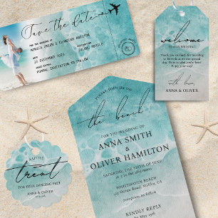Ocean Beach Foto Boarding Pass Save The Date
