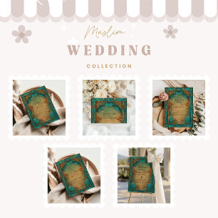 Vintage-Teal-Garten-Islam-Hochzeit Einladung