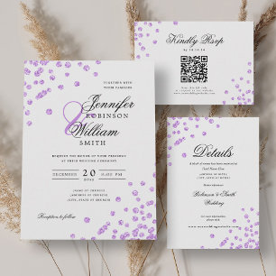 Elegantes Script Wedding Confetti Lila Save The Date