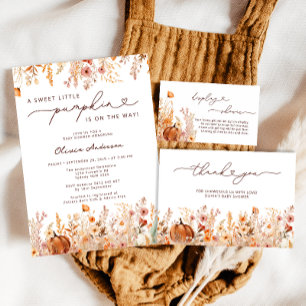 Little Pumpkin ist auf dem Weg Floral Baby Dusche Einladung