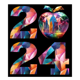 Cartes Pour Fêtes Annuelles Nouvel An 2024 Réveillon-Colorful=Salutation-