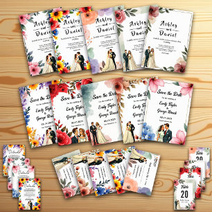 Elegante Wasserfarbe Abstrakte Braut & Hochzeit Einladung