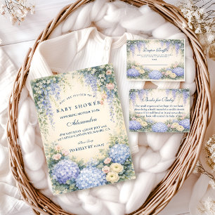 Serviette En Papier Jardin Romantique de Hortensias Bleus pour Baby Sh