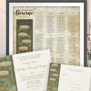 Blue and Yellow Art Deco Iris Hochzeit Einladung