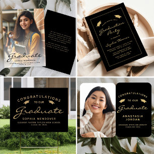 Invitation Classic Black Gold Border Party 2025