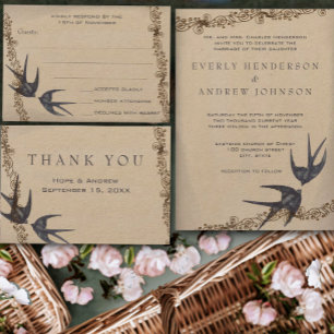 Invitation 5 x 7 Inséparables Vintages Mariage