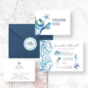 Sticker Rond Aquarelle Octopus Adresse de retour Classic