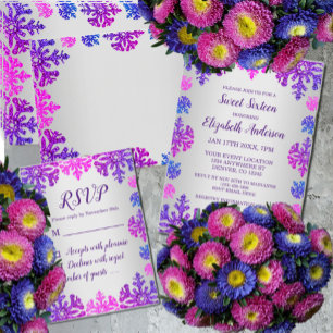 Sweet 16 Winter Snowflake Geburtstag Einladung