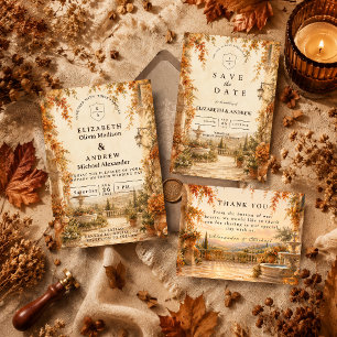 Invitation Mariage d'automne en plein air romantique