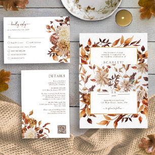 Invitation Tout En Un Élégant Mariage d'automne