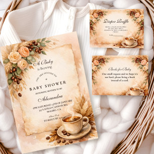 Serviette En Papier Fête Prénatale Rustique 'Un Bébé se Prépare' Café