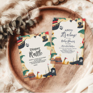 Nautical Pirate Ahoy Es ist ein Boy Diapper Raffle Begleitkarte