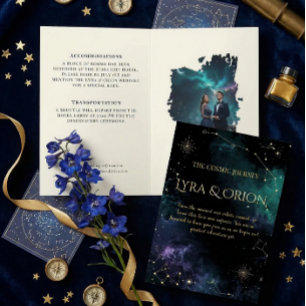 Celestial Stars   Navy/Teal Gold Hochzeit-RSVP-Kar Folieneinladung
