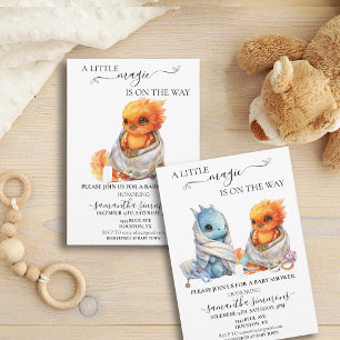 Invitation Dragon Phoenix Twins Baby shower de mythologie mag