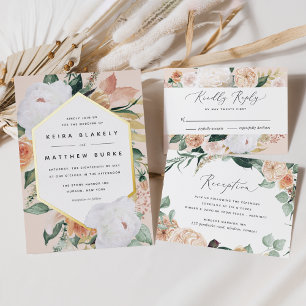 Invitation En Aluminium Mariage Floral Géométrique Moderne Bohème