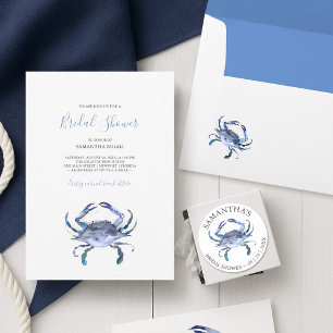 Kochrezepte Karten Blue Watercolor Crab