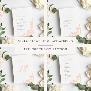 Invitation Vintage Floral Rose Dentelle Motif Mariage