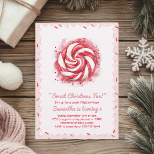 Red & White Candy Winter Geburtstag Geschenkpapier