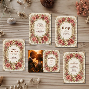 Foto Royal Viktorianische Blumenzitate Hochzeit Save The Date