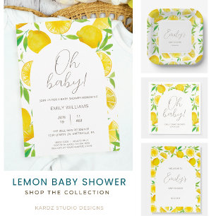 Lemon Themed Baby Dusche Vielen Dank Runder Aufkleber
