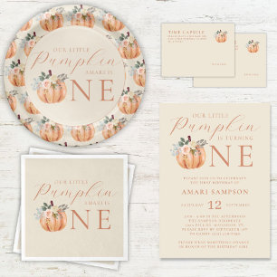Unser kleiner Kürbis ist ein 1. Geburtstag Einladung