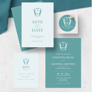 Save The Date Simple Monogramme Pale Blue Enregistrer La Date