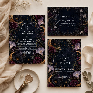 Invitation Mariage céleste sombre et lunatique